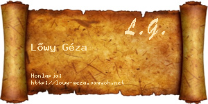 Lőwy Géza névjegykártya